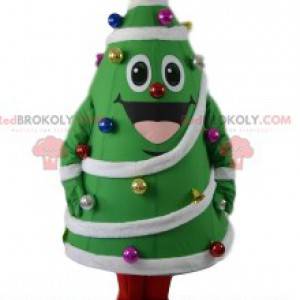 Fir mascotte met zijn versiering. Kerstboom kostuum -